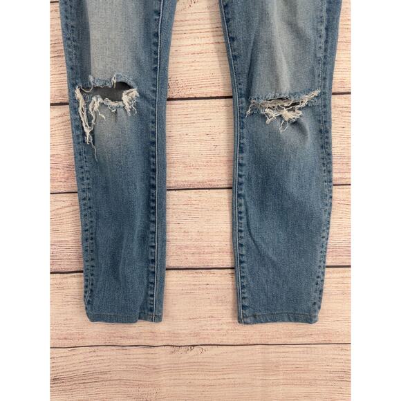 Mother Denim High Waisted Looker Ankle Fray Jeans Women's 26 Blue Destroyed - Picture 7 of 15